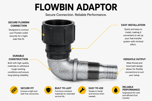 IBC Flowbin Bottom Adaptor Kit – 90° Elbow, Reducing Bush & Silicone Sealed Fittings