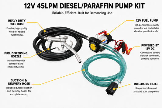 12V Diesel Pump Kit 45LPM – Portable Fuel Transfer for Farms & Remote Sites