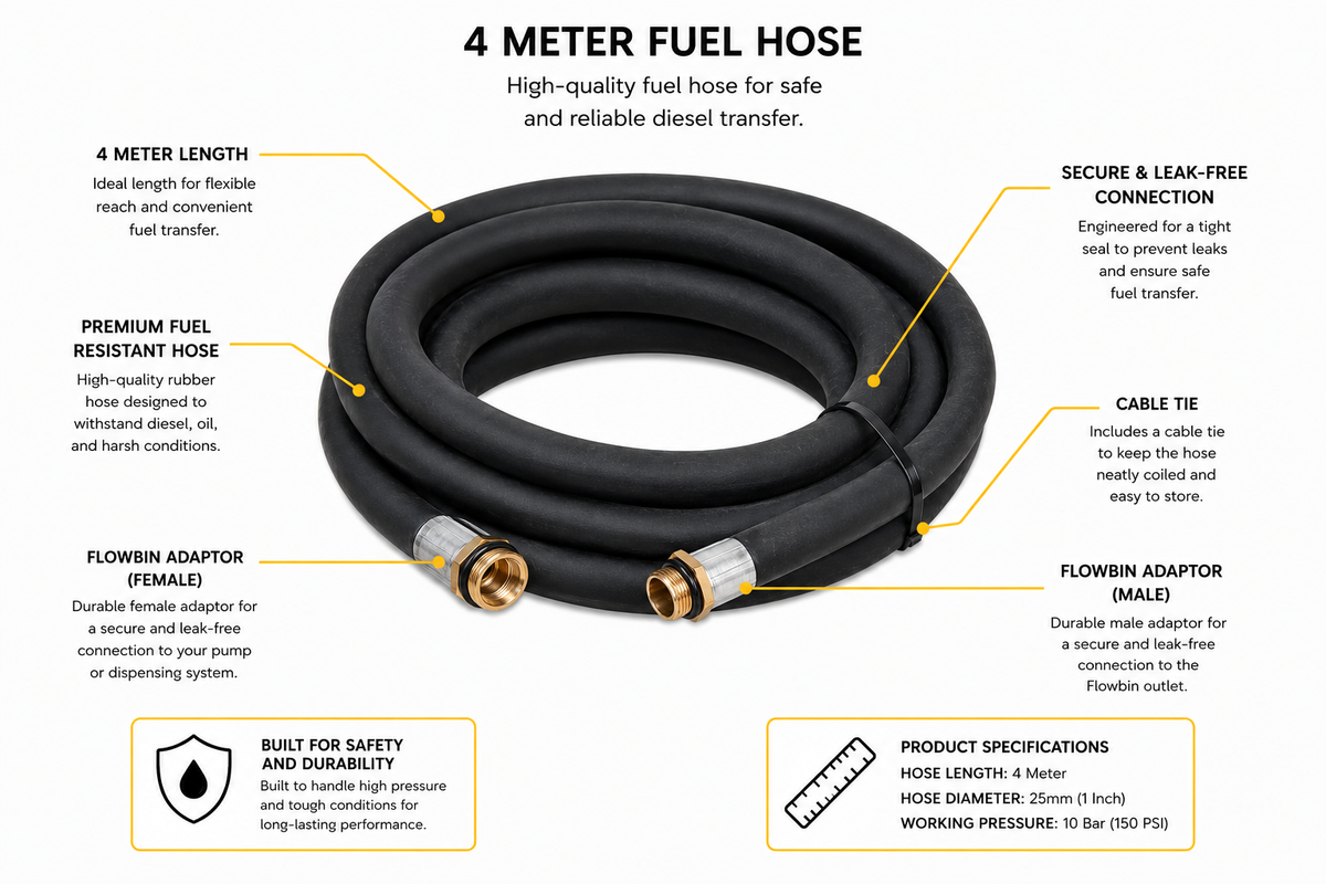 20mm Diesel Discharge Hose – Flexible Fuel Transfer Hose for Pumps & Flowbins