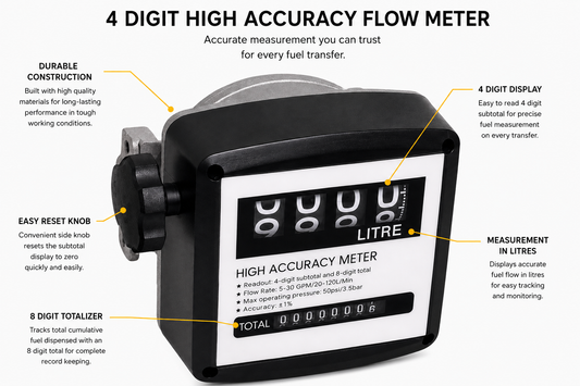 4-Digit High Accuracy Diesel Flow Meter – 120LPM, 1% Accuracy, 1" BSP