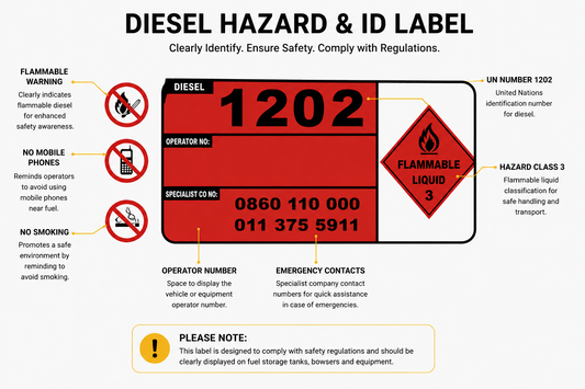 Diesel Regulatory Signage Stickers 1202 – Hazmat Compliance Labels (Pack of 2)